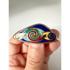 Vintage abstract enamel copper Brooch